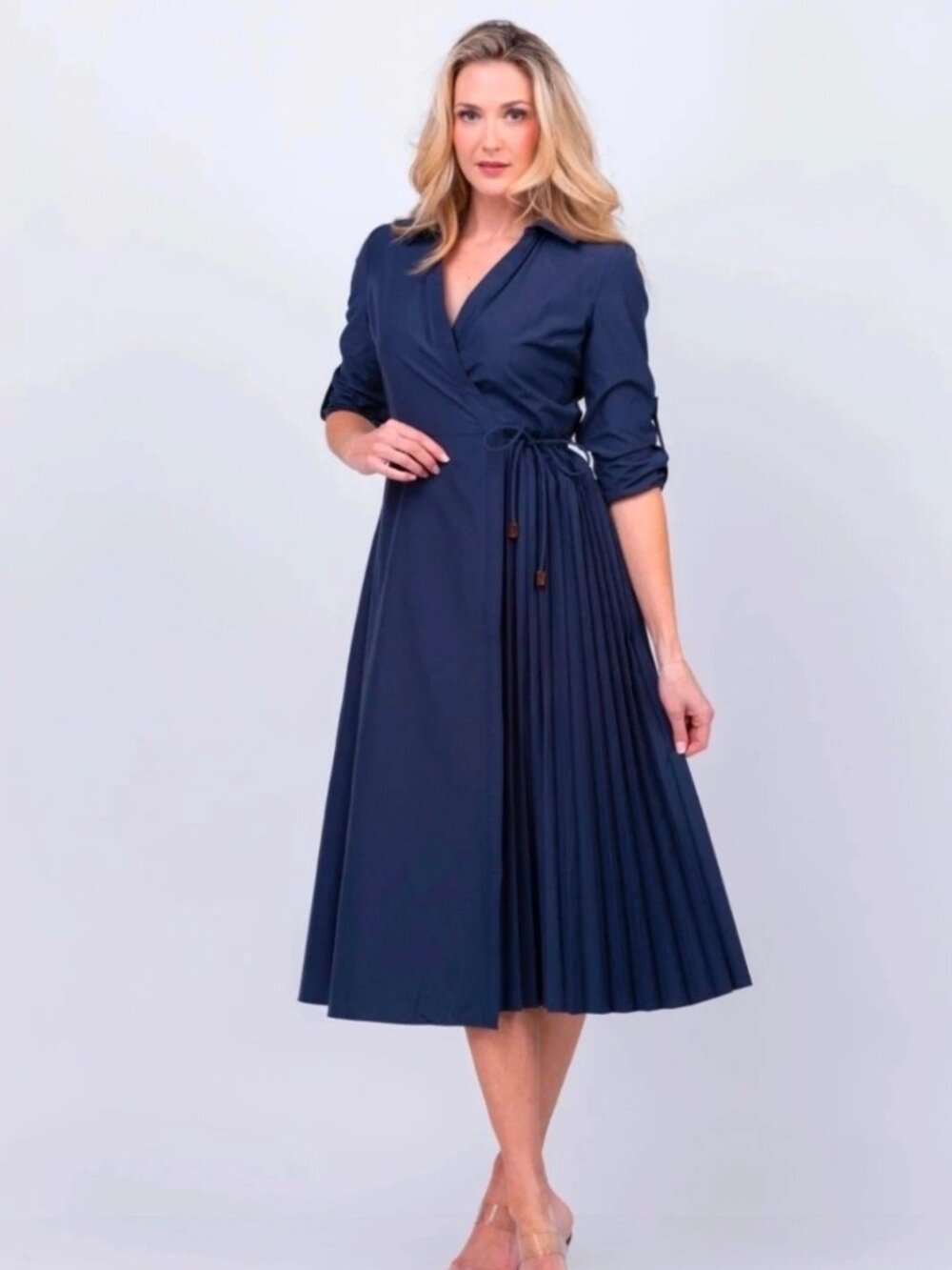 Tanya Taylor Long Sleeve Midi Shivon Dress Maritime Blue Size 4 NWT